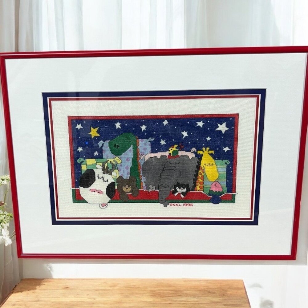 Handmade Sandra Boynton Animal Cross Stitch Professionally‎ Framed